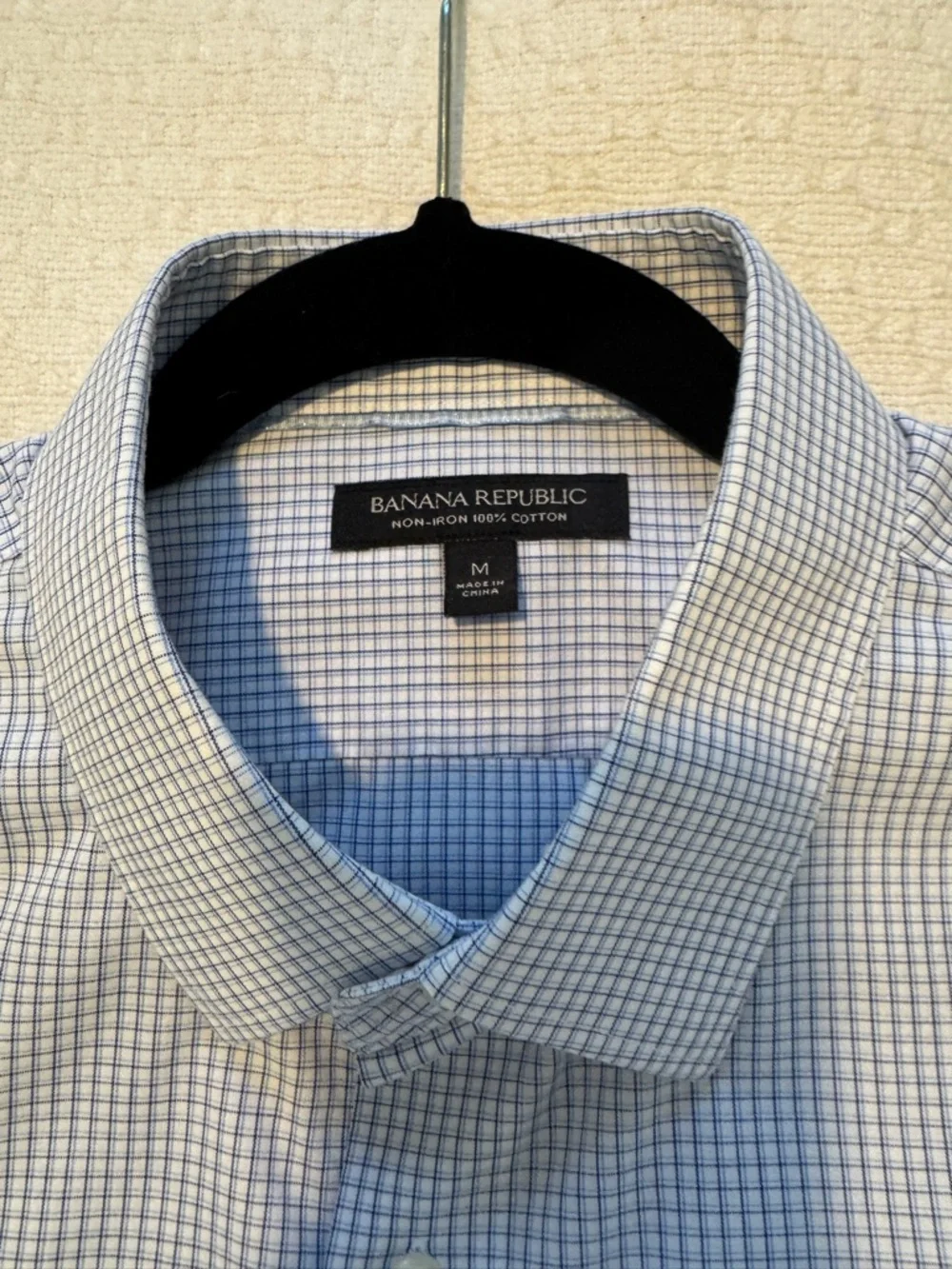Banana Republic Light Blue Micro-Check Dress Shirt Size Medium